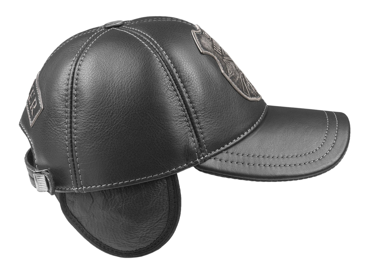 Hunting Club Leather Handcrafted Fall and Winter Baseball Cap Black