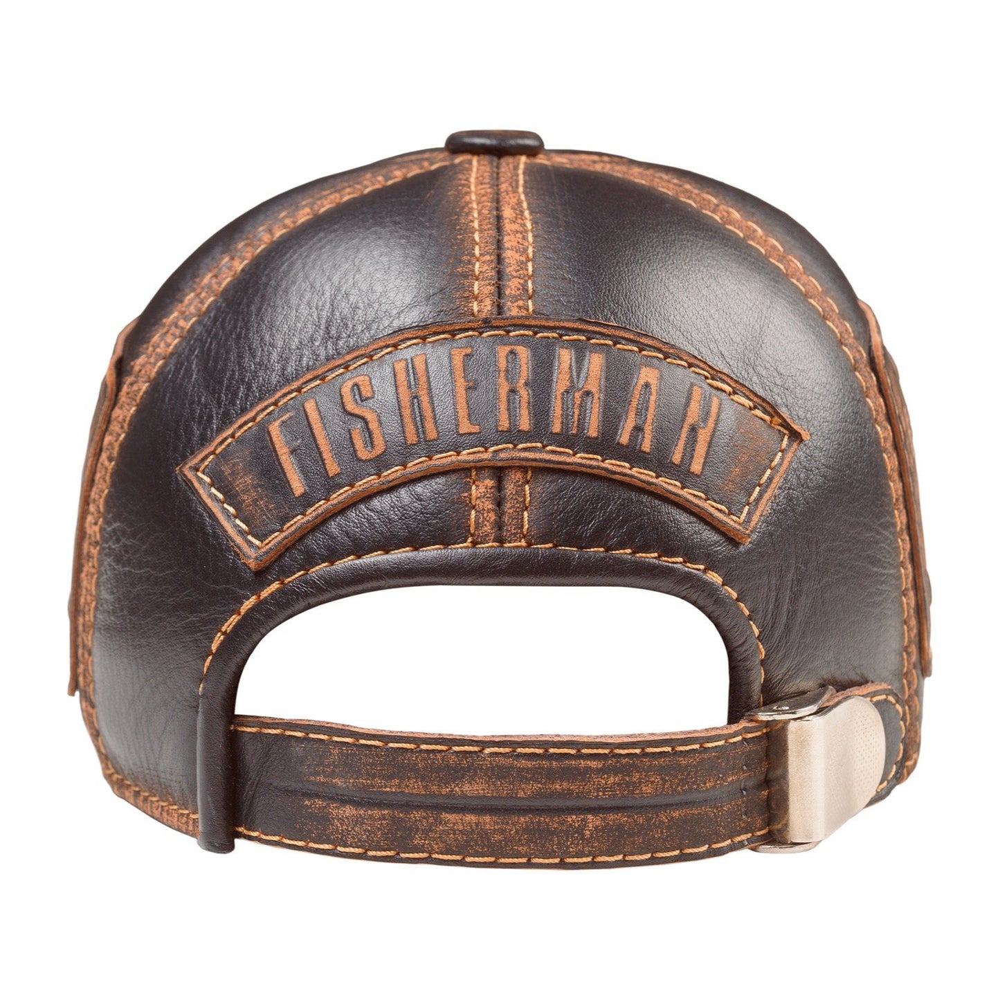 Trophy Carp Genuine Leather Handcrafted Fisherman Casual Black&Brown Cap