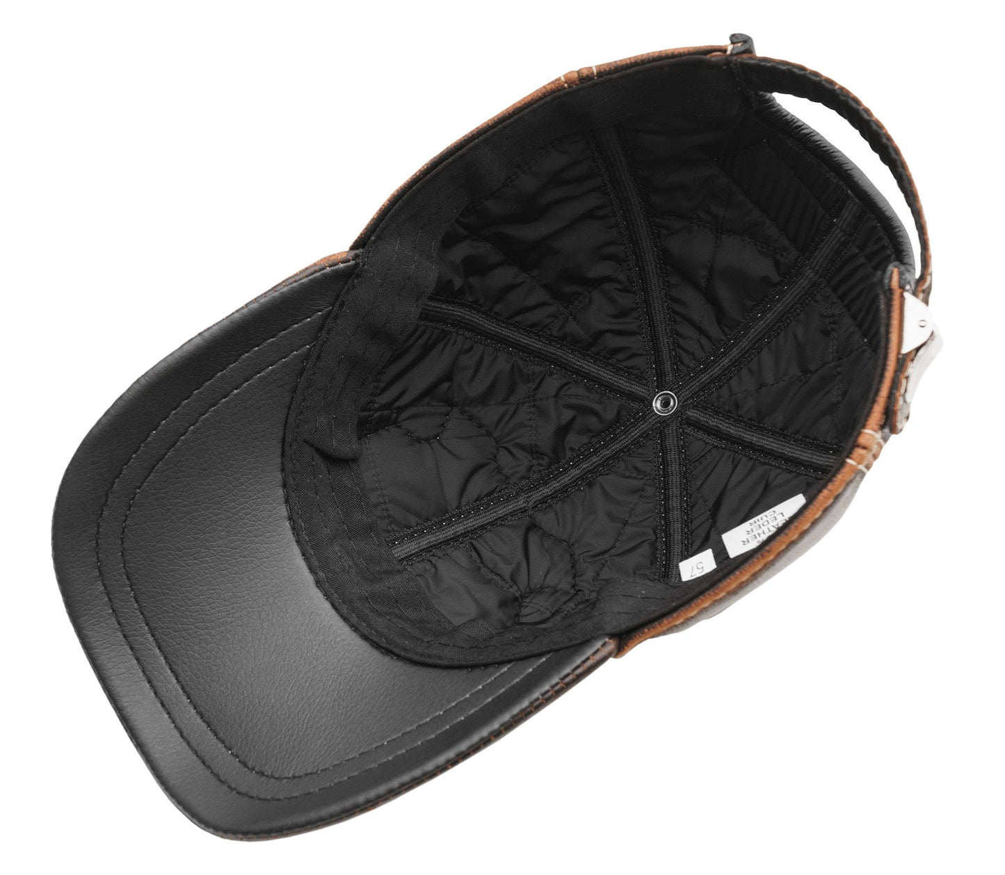 Trophy Carp Genuine Leather Handcrafted Fisherman Casual Black&Brown Cap