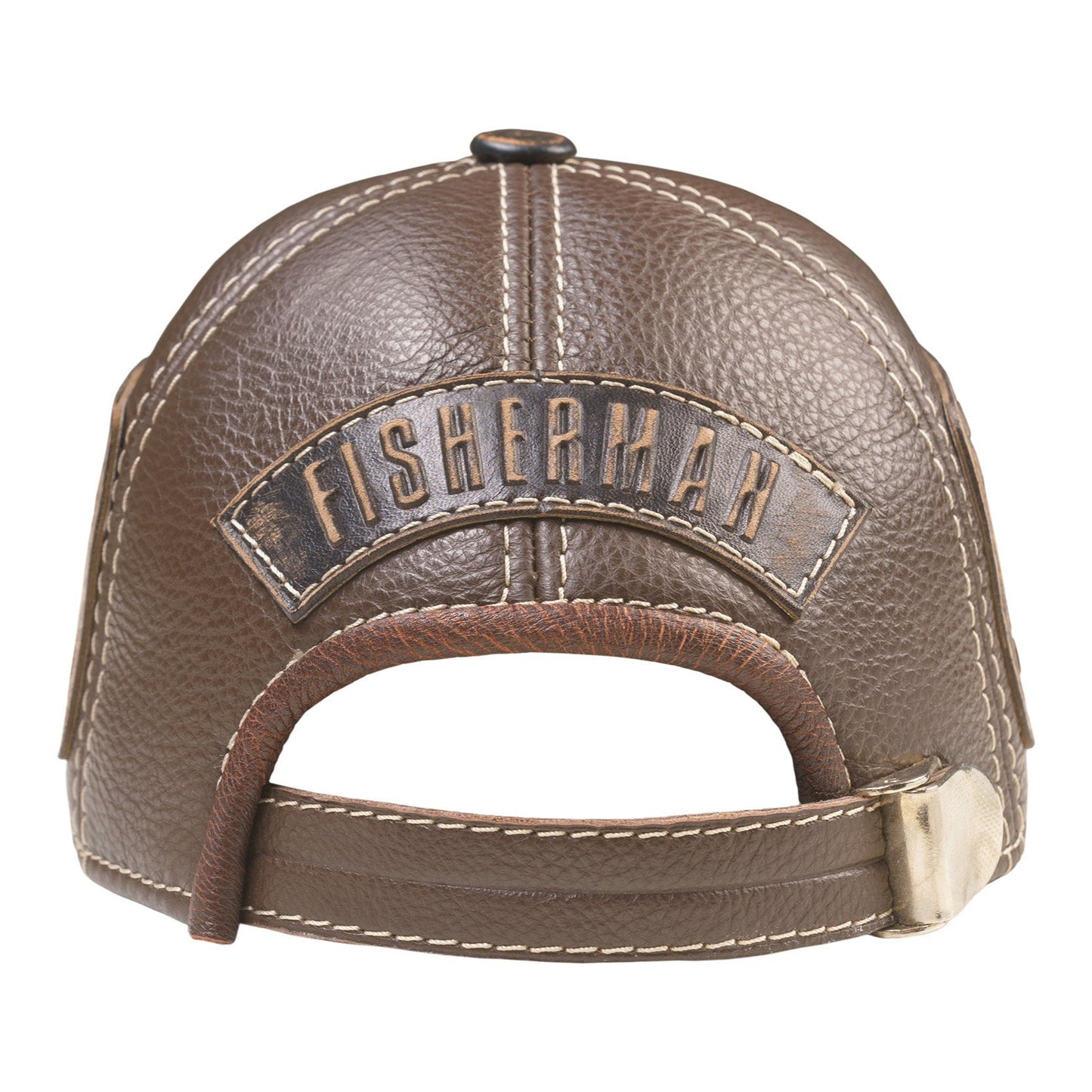 Trophy Carp Genuine Leather Handcrafted Fisherman Casual Brown Cap