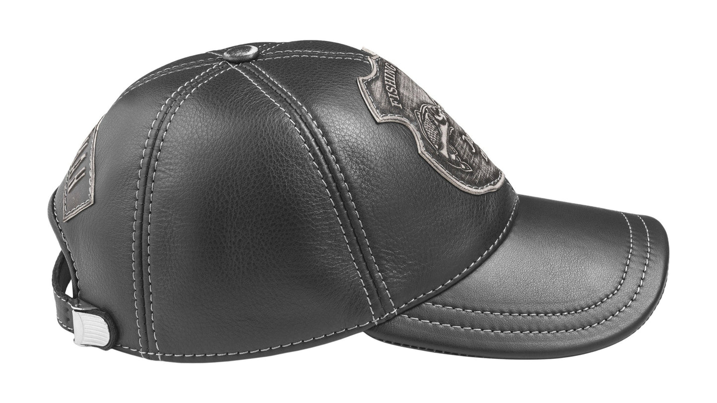Trophy Carp Genuine Leather Handcrafted Fisherman Casual Black Cap