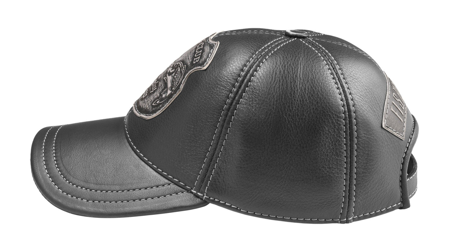 Trophy Carp Genuine Leather Handcrafted Fisherman Casual Black Cap