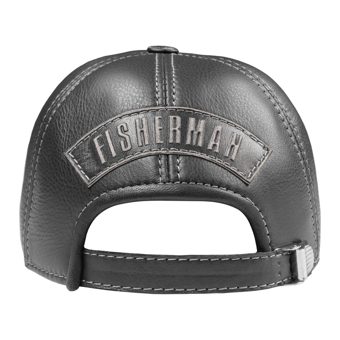 Trophy Carp Genuine Leather Handcrafted Fisherman Casual Black Cap