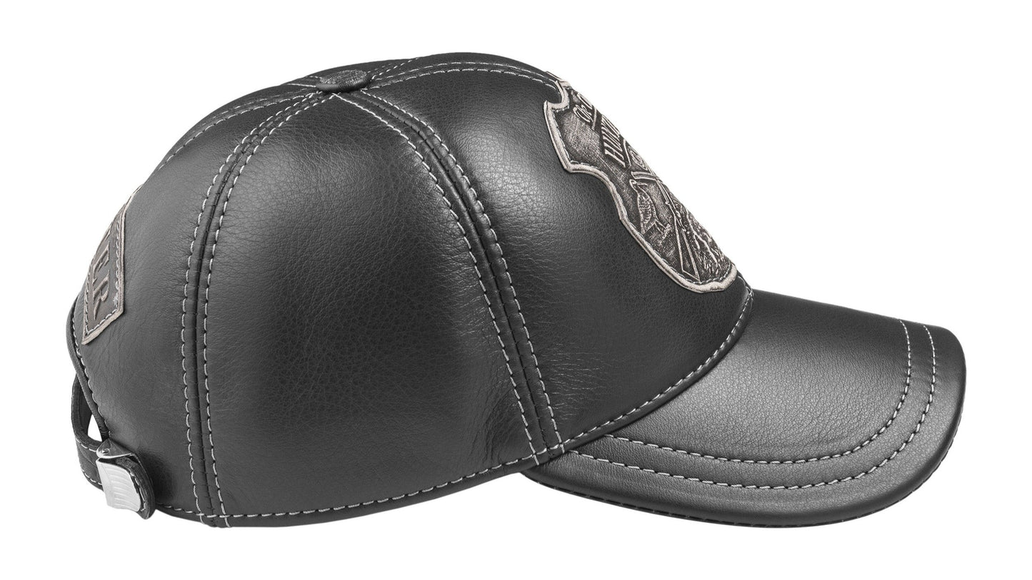 Hunting Club Leather Handcrafted Casual Baseball Cap Black