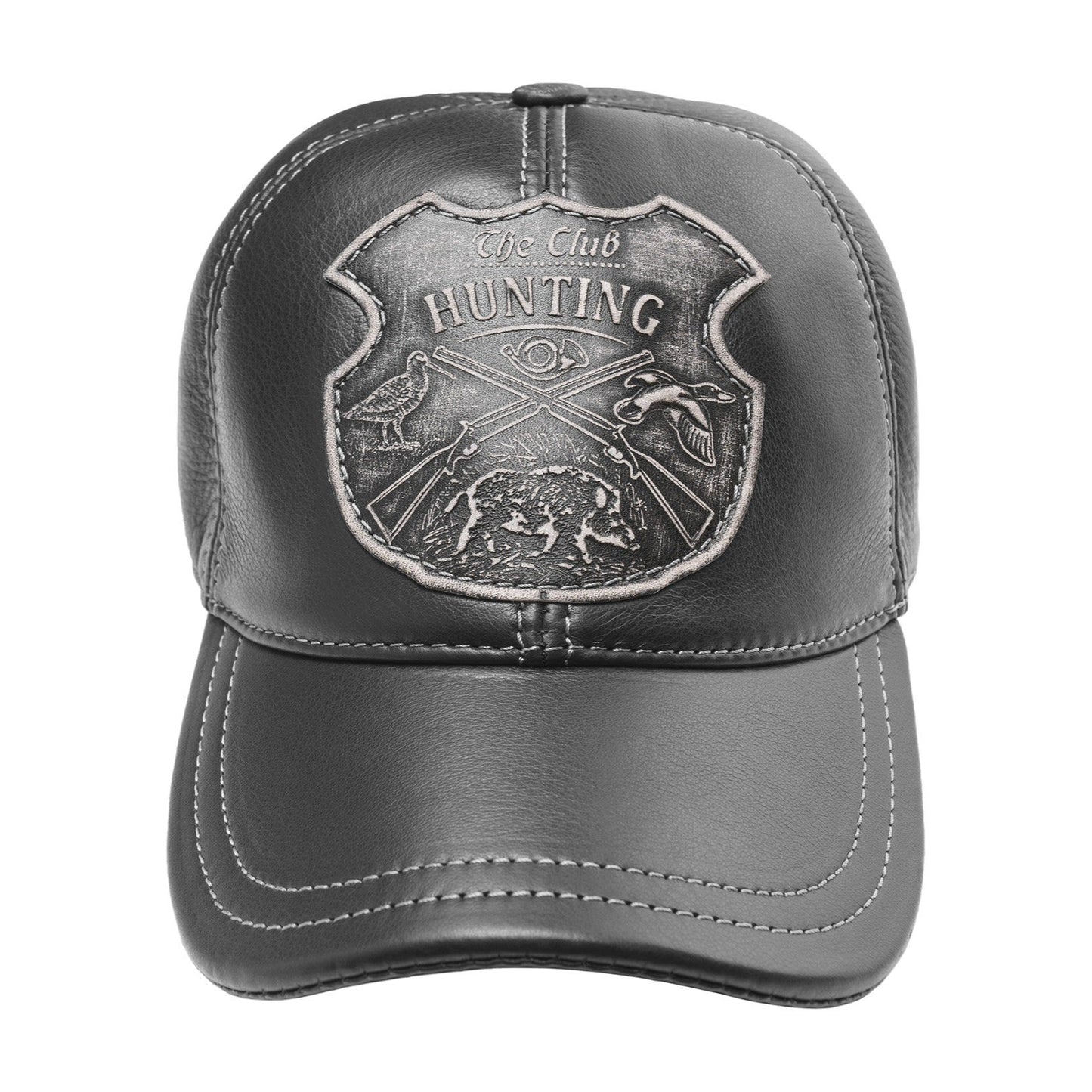 Hunting Club Leather Handcrafted Casual Baseball Cap Black