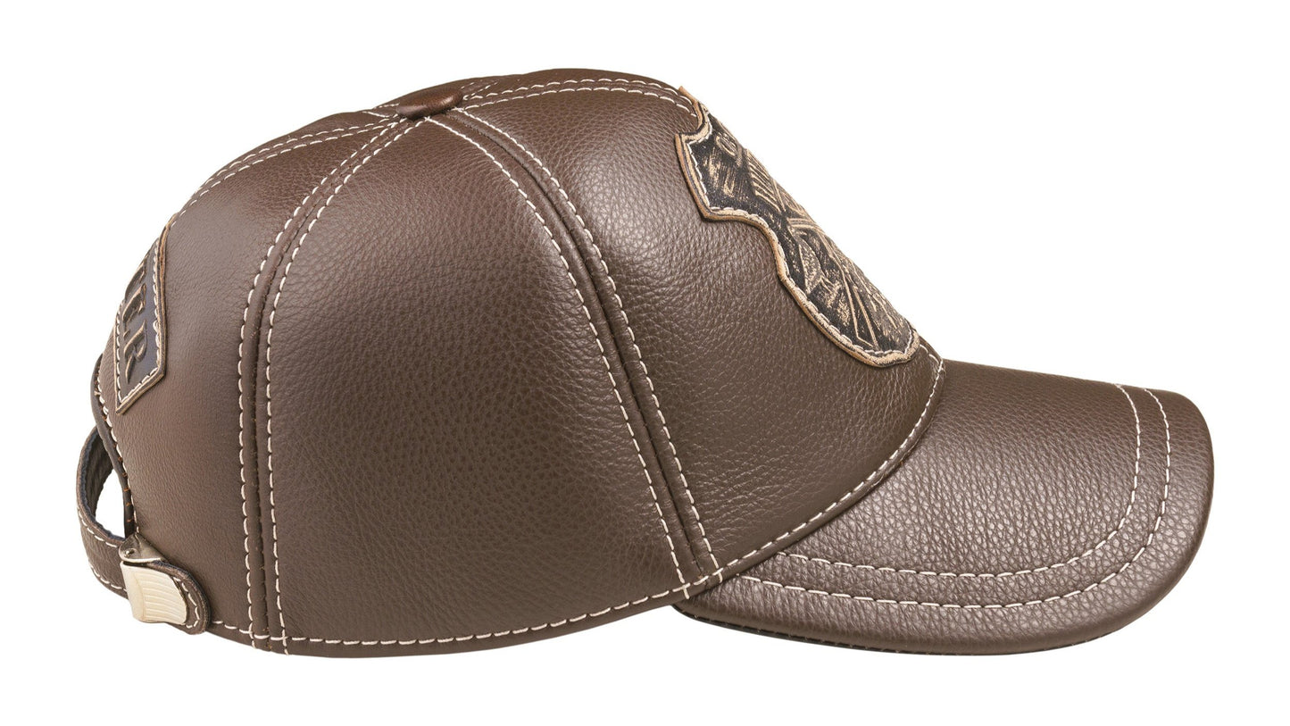 Hunting Club Leather Handcrafted Casual Baseball Cap Brown