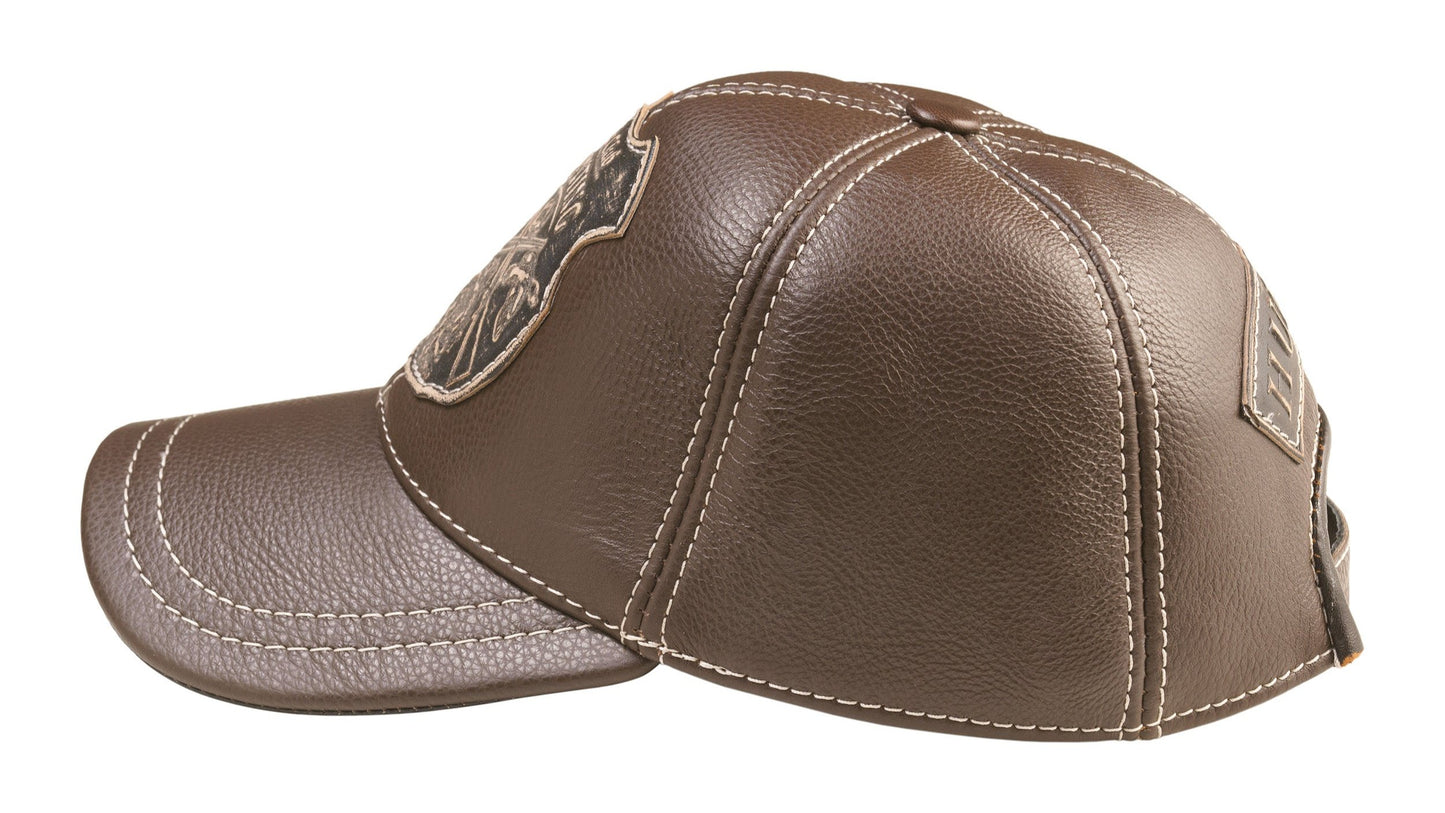 Hunting Club Leather Handcrafted Casual Baseball Cap Brown