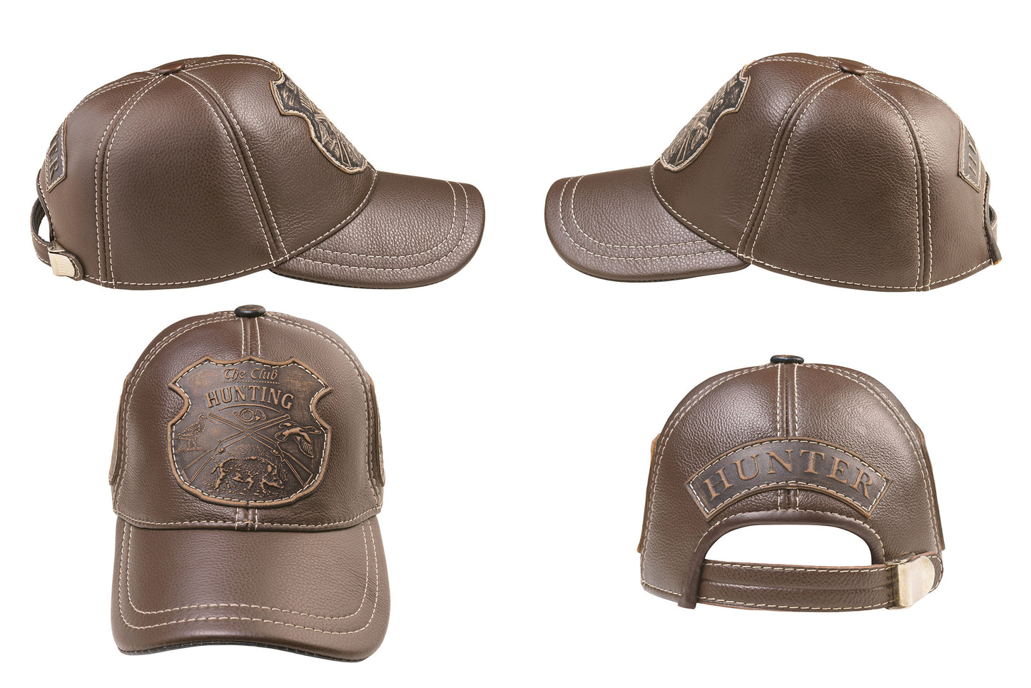 Hunting Club Leather Handcrafted Casual Baseball Cap Brown
