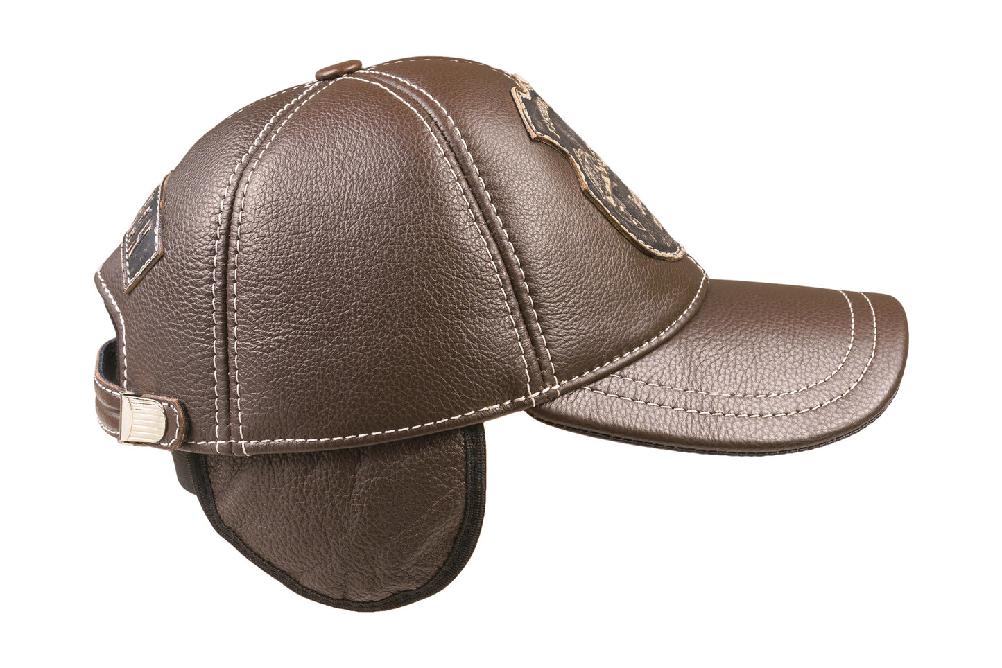 Fishing Club Fall and Winter Genuine Leather Handcrafted Fisherman Brown Cap