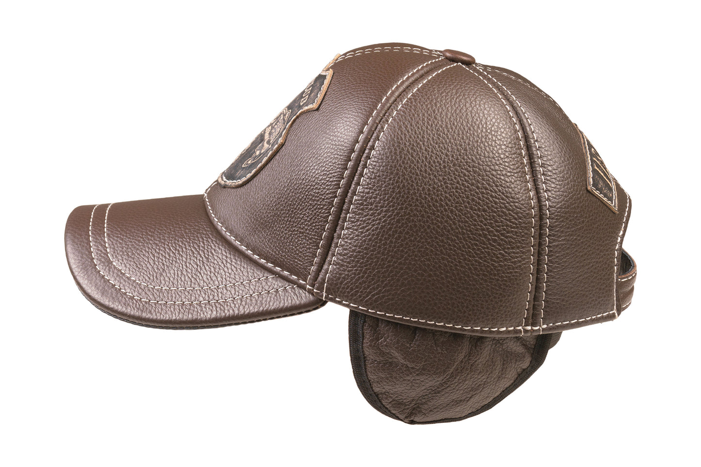 Fishing Club Fall and Winter Genuine Leather Handcrafted Fisherman Brown Cap