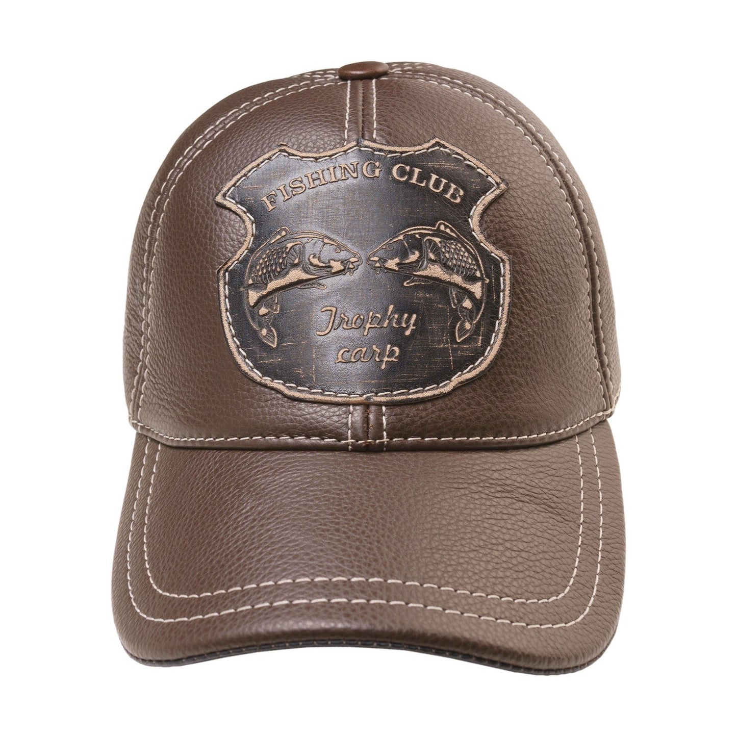 Fishing Club Fall and Winter Genuine Leather Handcrafted Fisherman Brown Cap