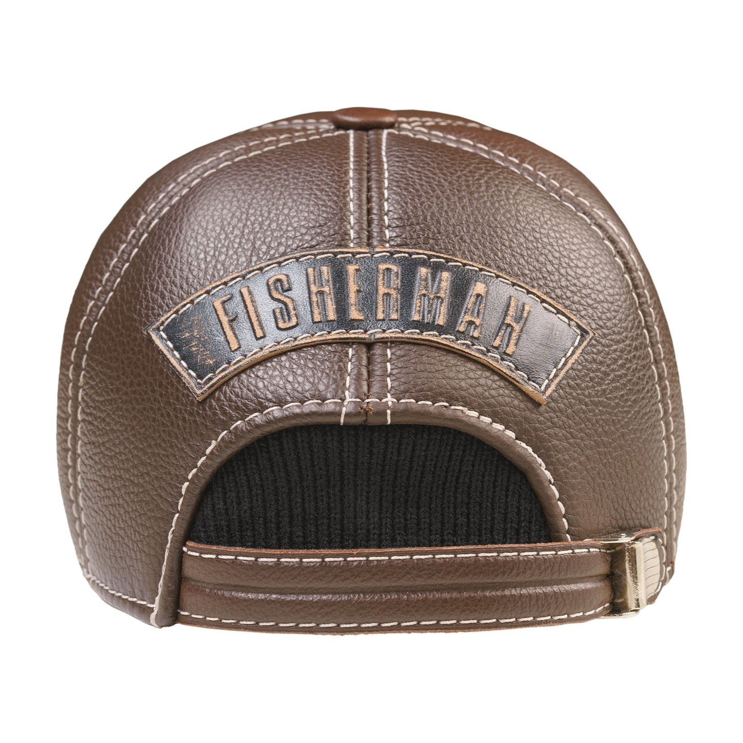 Fishing Club Fall and Winter Genuine Leather Handcrafted Fisherman Brown Cap