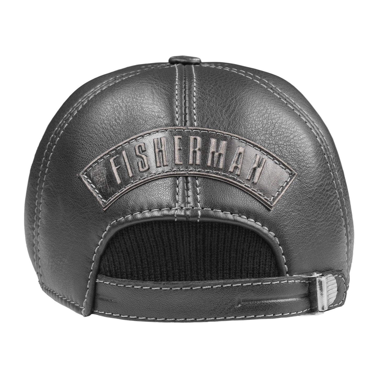 Leather Fishing Cap: Handmade Black Hat with Ear Flaps and Trophy Carp Badge, Winter Fishing Gear | Apero Bullo