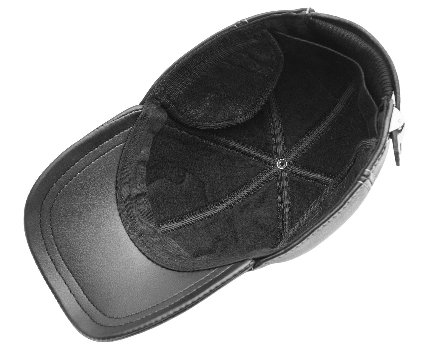Leather Fishing Cap: Handmade Black Hat with Ear Flaps and Trophy Carp Badge, Winter Fishing Gear | Apero Bullo