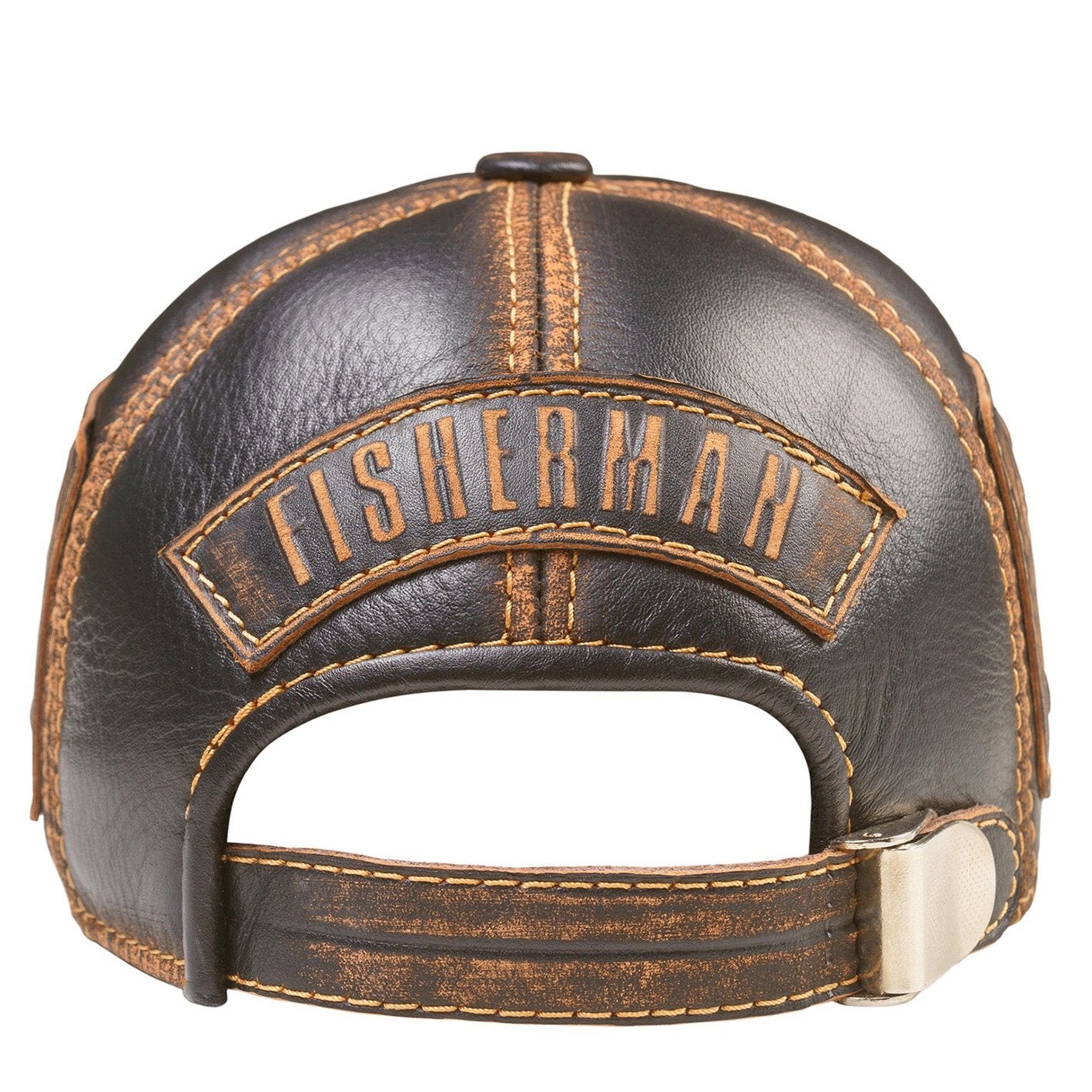 Trophy Carp Genuine Leather Handcrafted Fisherman Black&Brown Cap