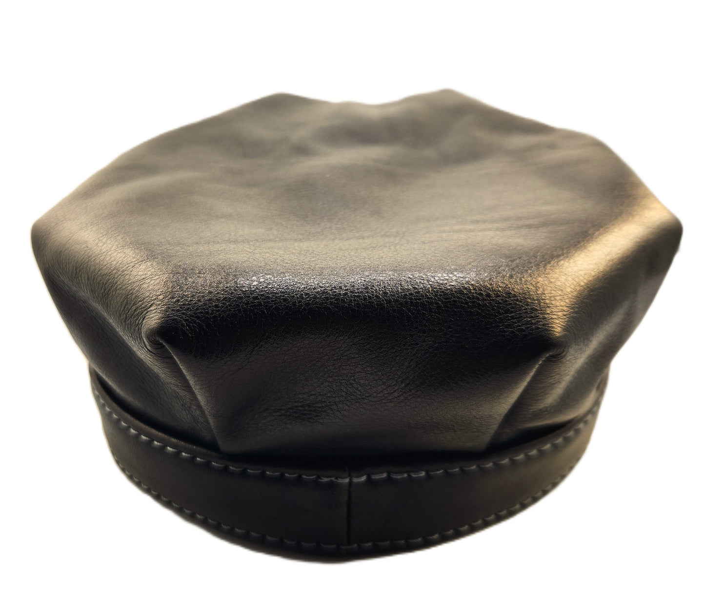 Vintage Harley Hat: Handmade Black Motorcycle Cap for Men with Contrast Stitching and Textured Band | Apero Bullo