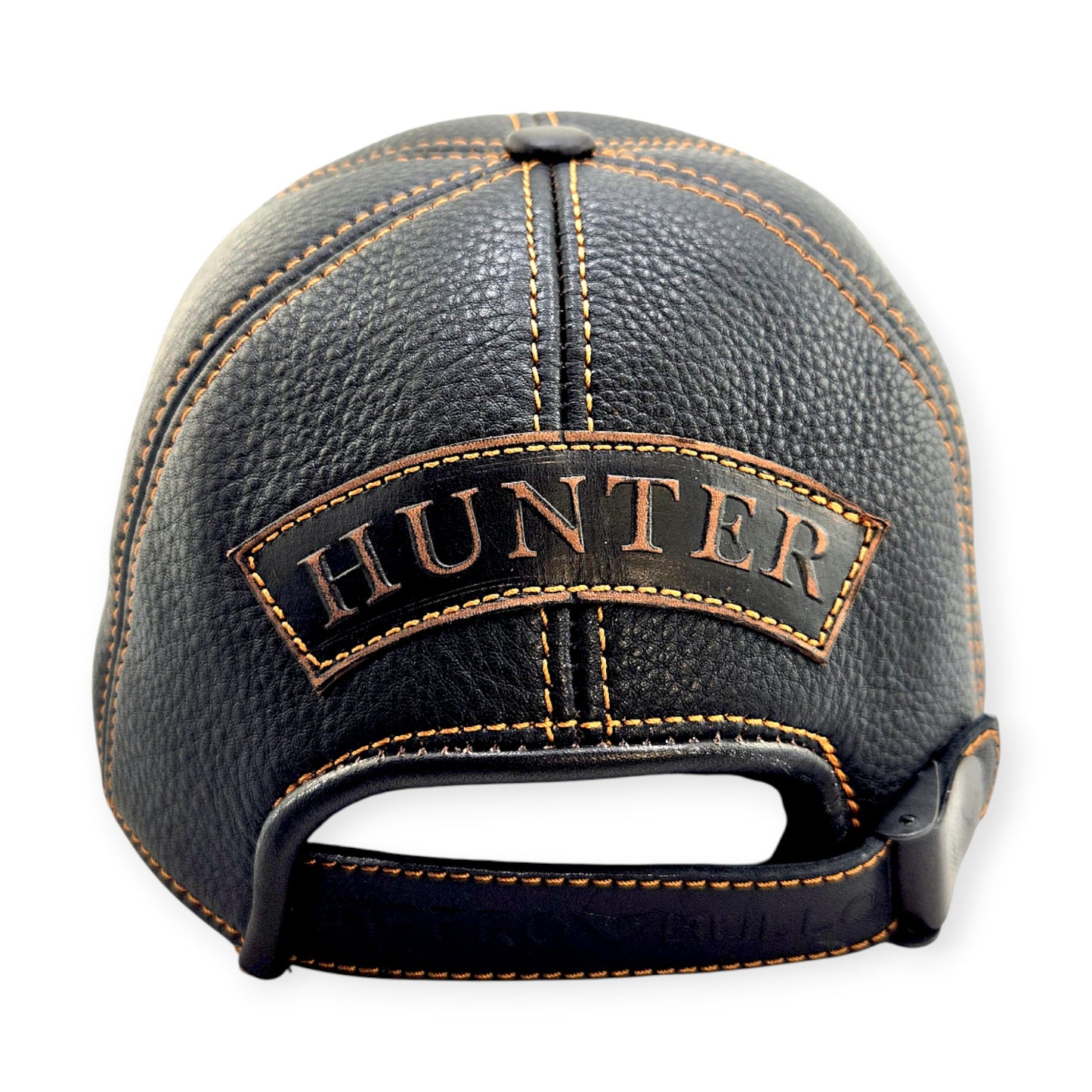 Leather Hunting Cap: Handmade Black Hunter Hat with Deer Emblem, Vintage Leather Outdoor Cap for Men | Apero Bullo