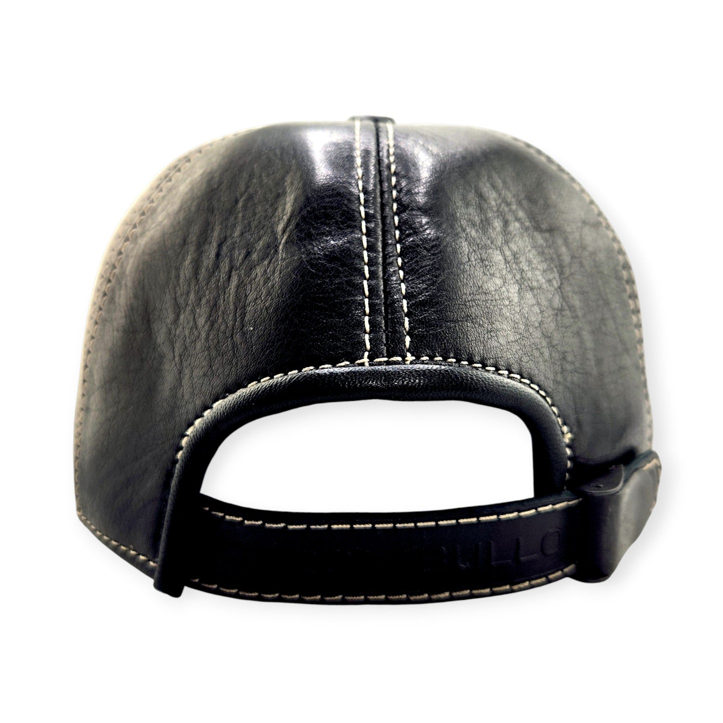 Leather Biker Hat: Handmade Black Hunting Cap for Men with Roaring Grizzly Bear Patch, Military Baseball Style | Apero Bullo
