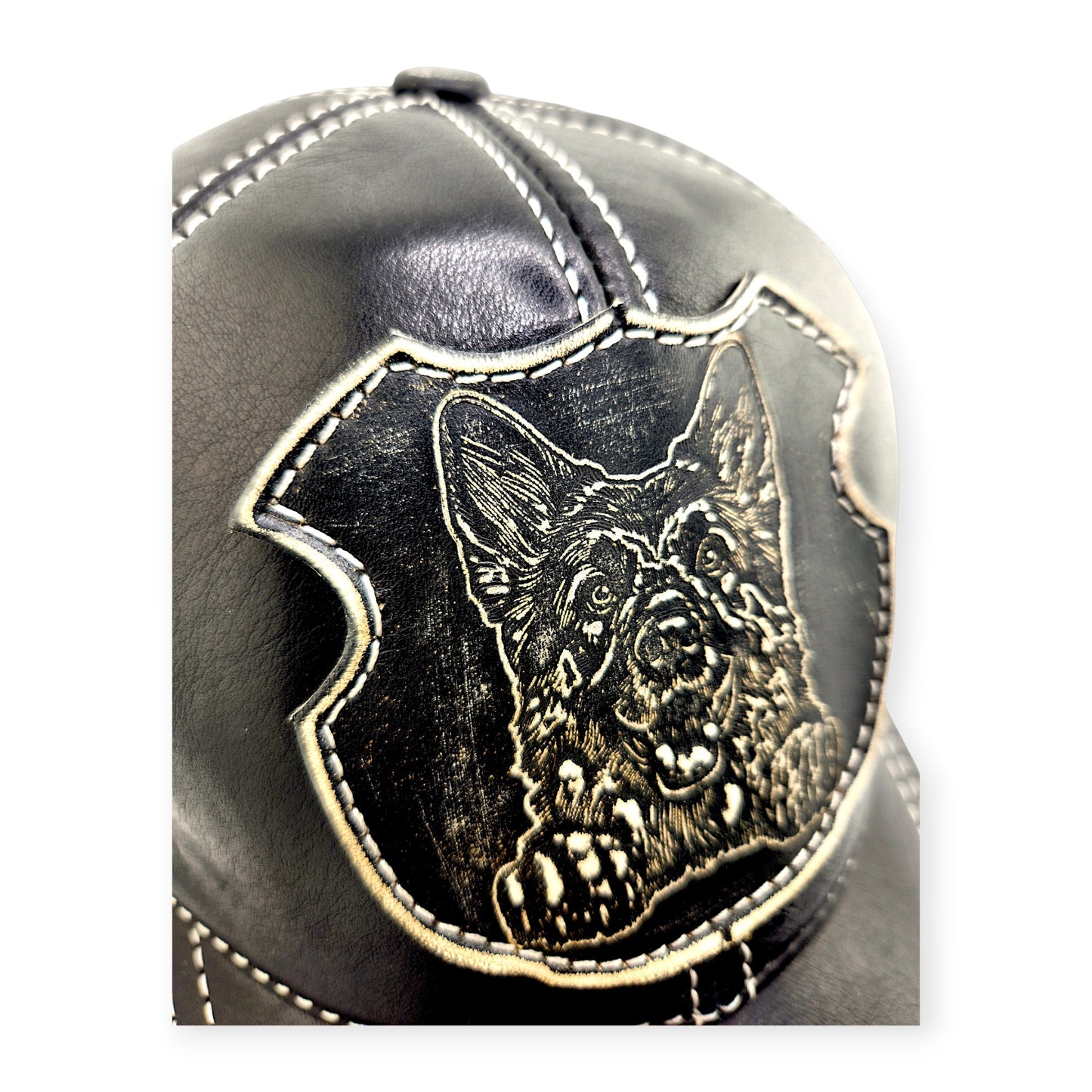 Leather Dog Hat – Handmade Black German Shepherd Cap | Apero Bullo