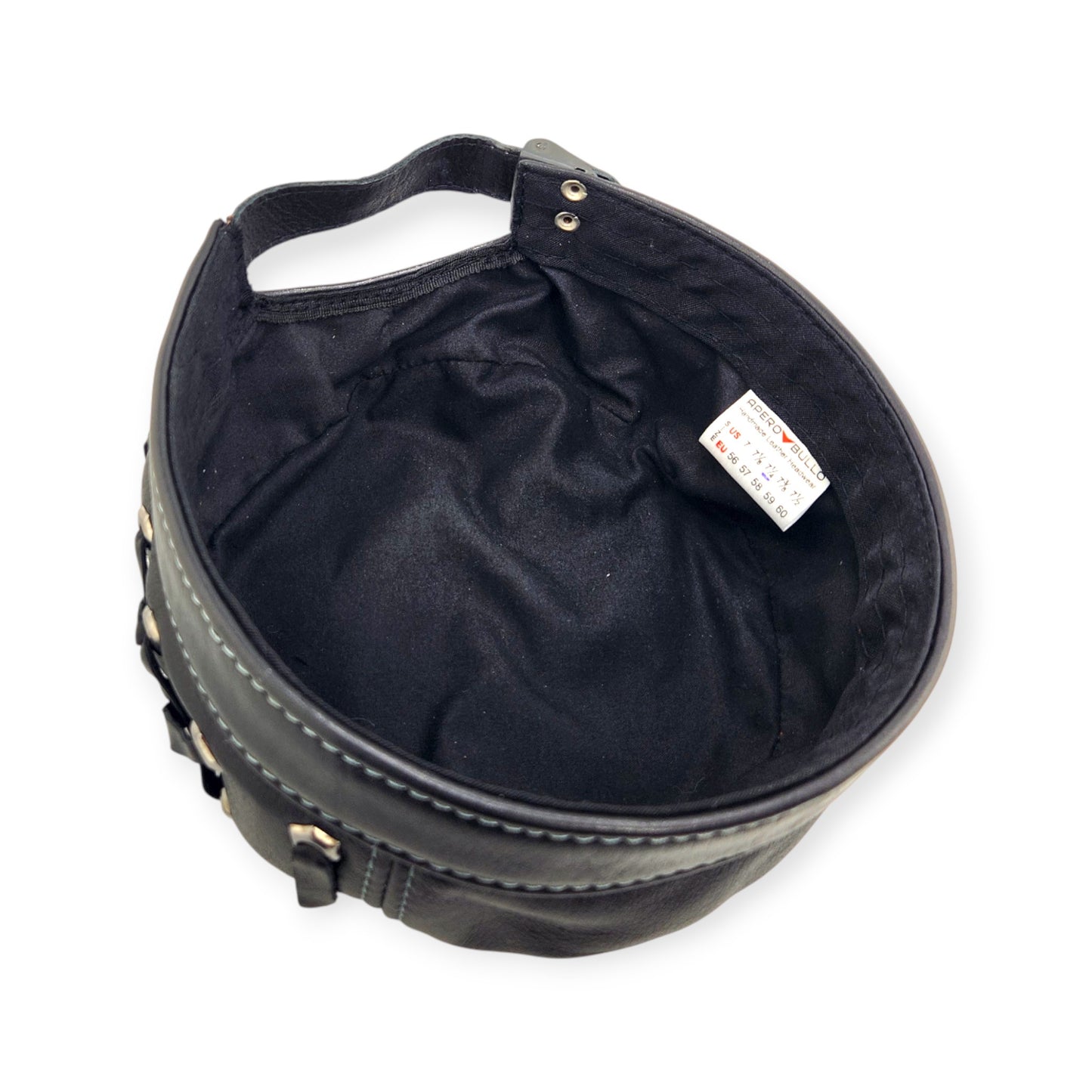 Leather Biker Hat: Handmade Black Motorcycle Cap for Men with Lace-Up Sides, Italian Leather | Apero Bullo