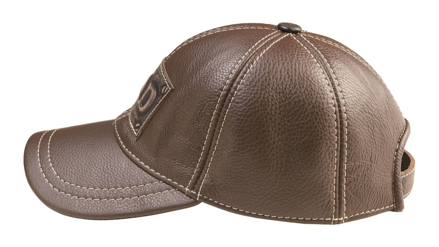 Leather Cap: Handmade Brown Baseball-Style Hat with DAD Patch, Rustic Leather Father’s Day Gift | Apero Bullo