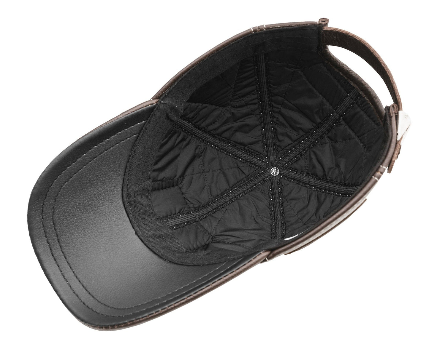 Leather Biker Hat: Handmade Brown Motorcycle Cap for Men with American Flag Patch, Patriotic Gift | Apero Bullo