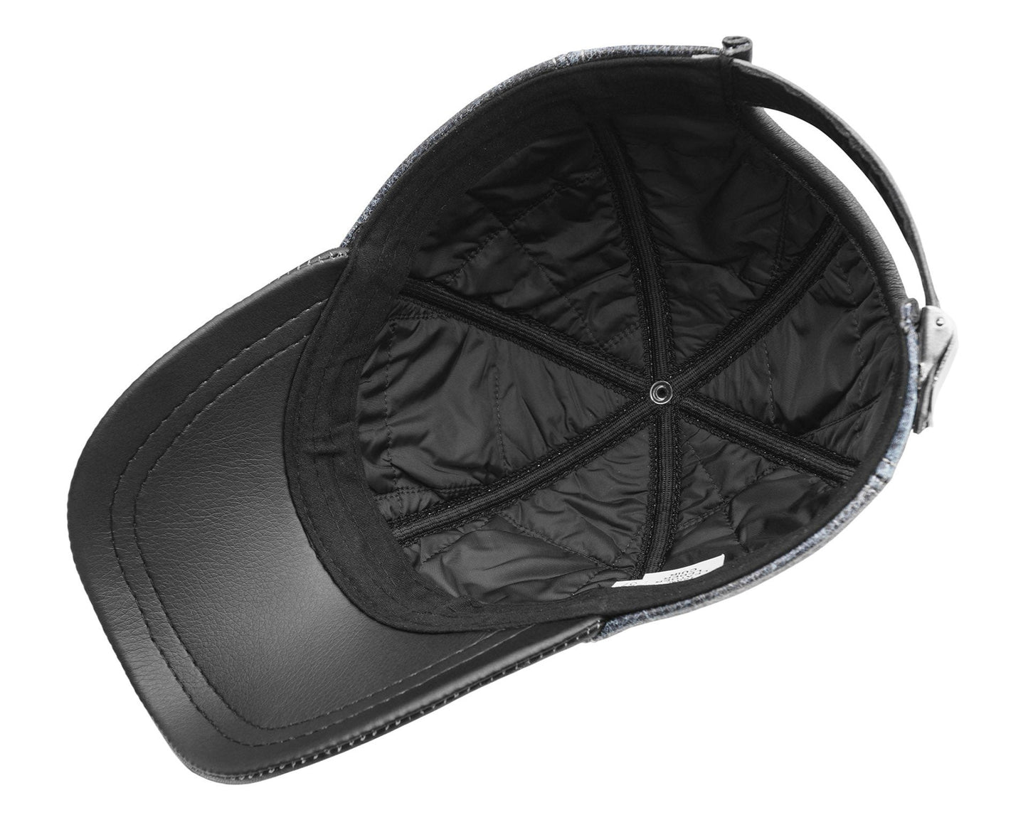 DAD Genuine Leather Blue Denim Baseball Cap
