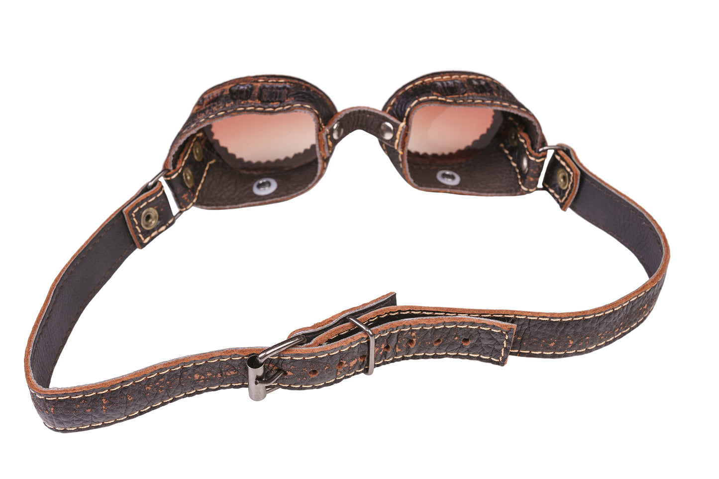 Vintage Leather Biker Steampunk Goggles - Brown