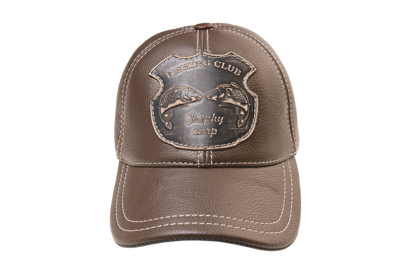 Trophy Carp Genuine Leather Handcrafted Fisherman Brown Cap