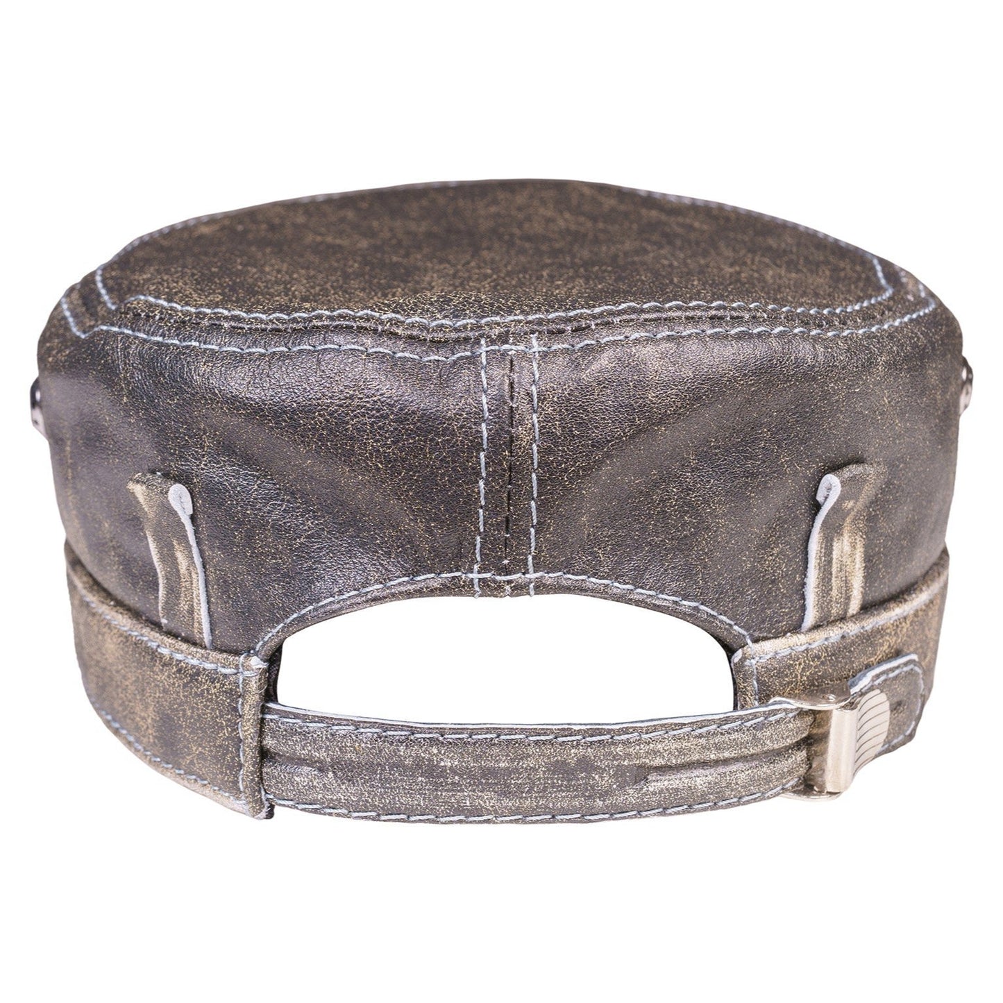 American Flag Vintage Leather Biker Cap with Born Free Motto Design