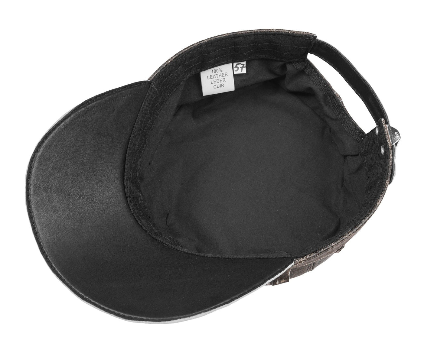 American Flag Vintage Leather Biker Cap with Born Free Motto Design
