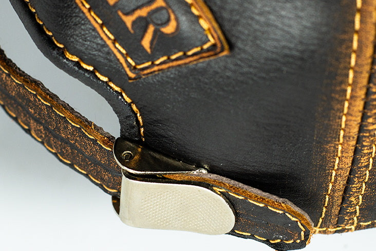 Leather Hunting Cap: Handmade Vintage Black Duck Hunter Hat with Hunting Club Badge| Apero Bullo
