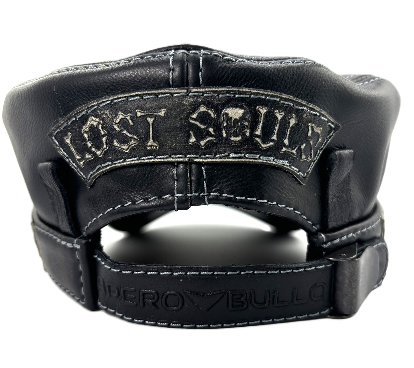 Premium Leather Black Cap with Route 66 Emblem - Handcrafted Biker Style