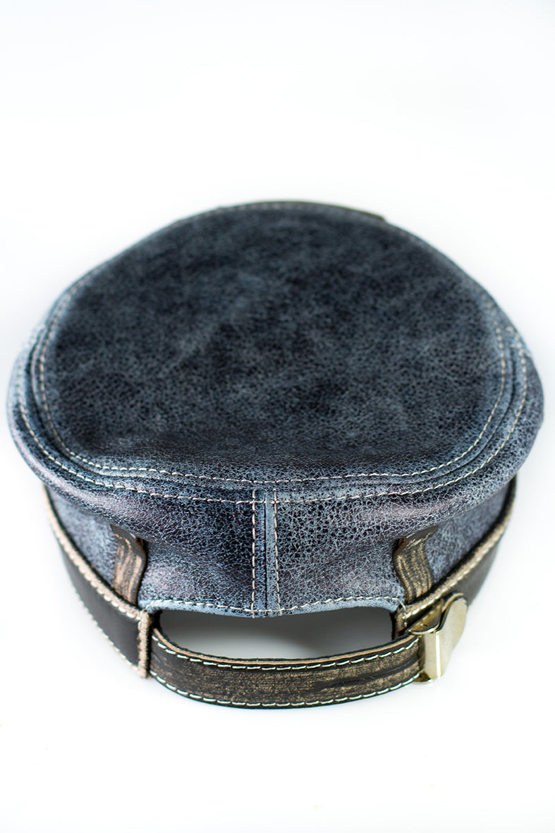 DAD Patriotic Genuine Leather Captain Cap Blue Denim Pattern
