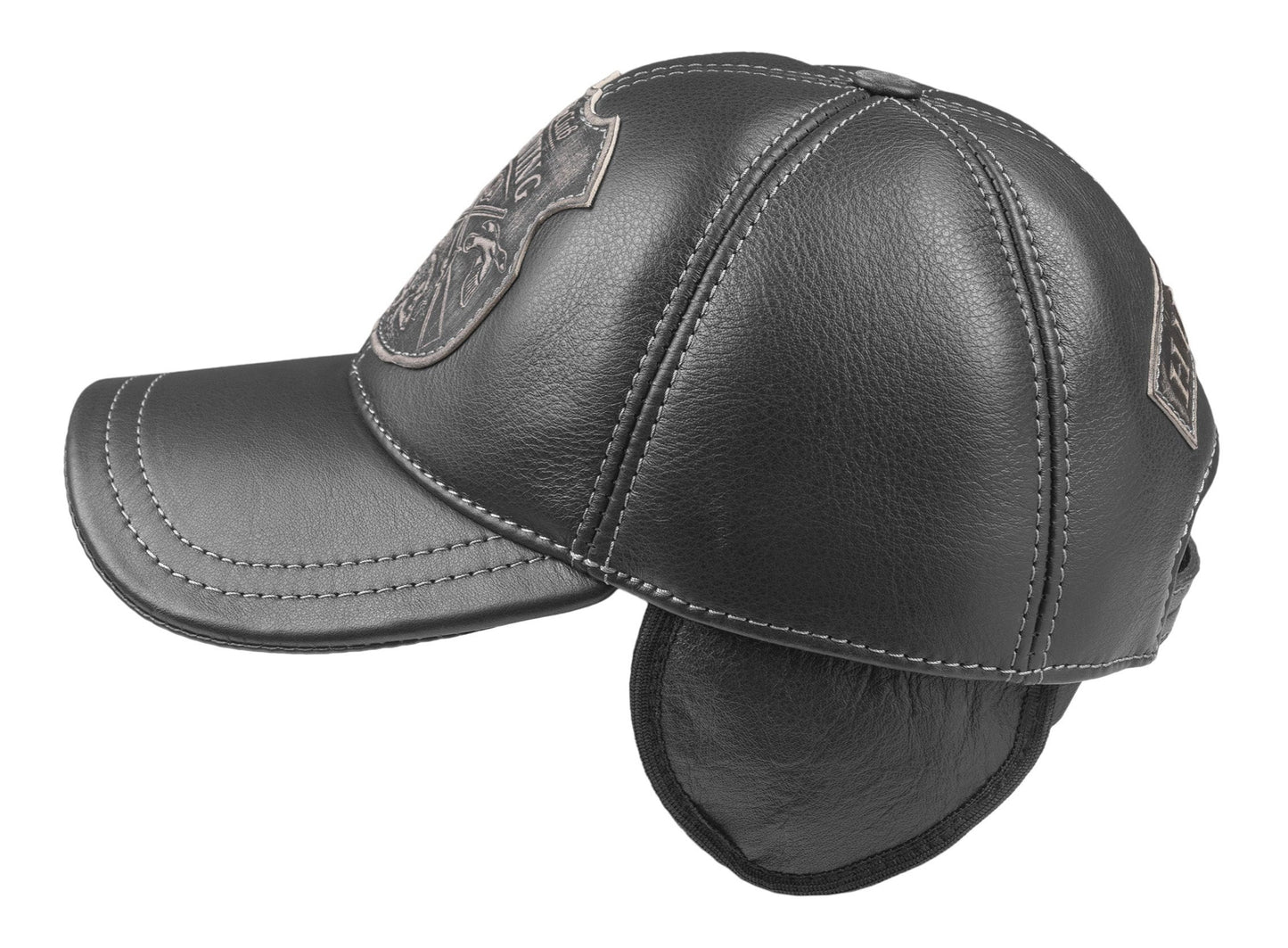 Hunting Club Leather Handcrafted Fall and Winter Baseball Cap Black