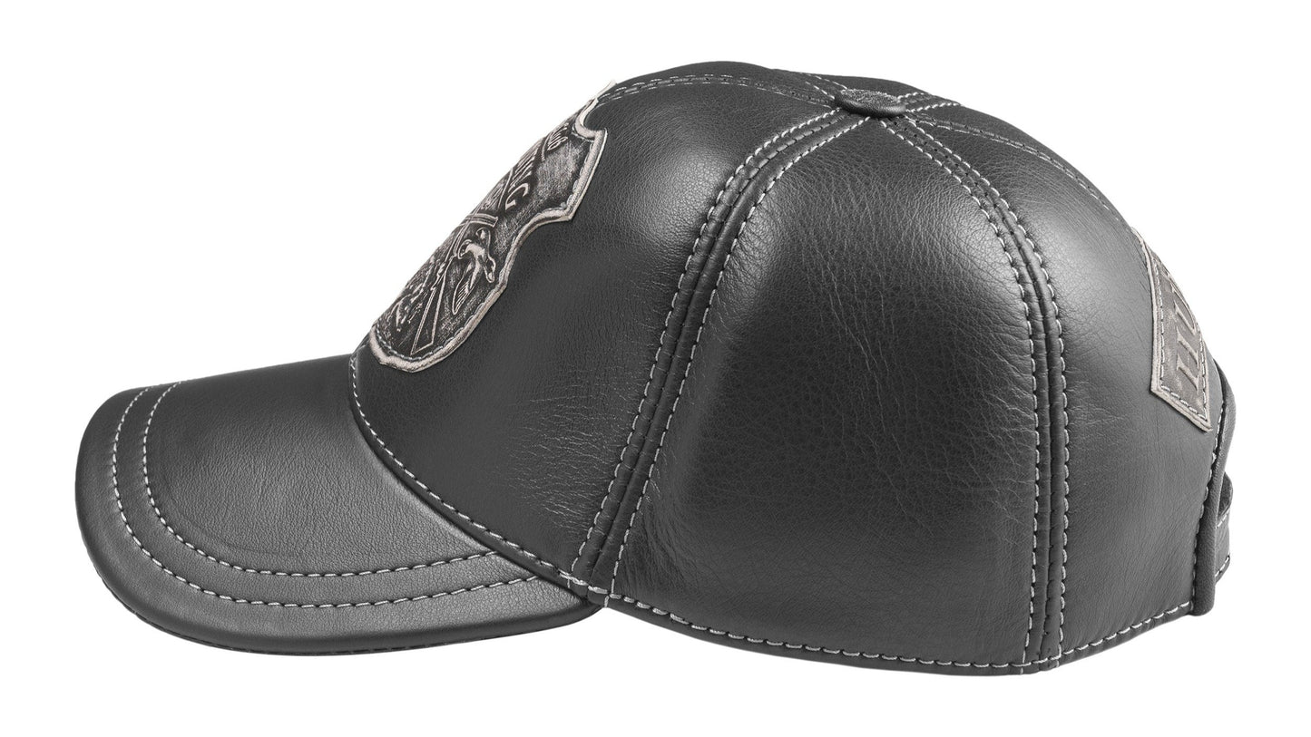 Hunting Club Leather Handcrafted Casual Baseball Cap Black