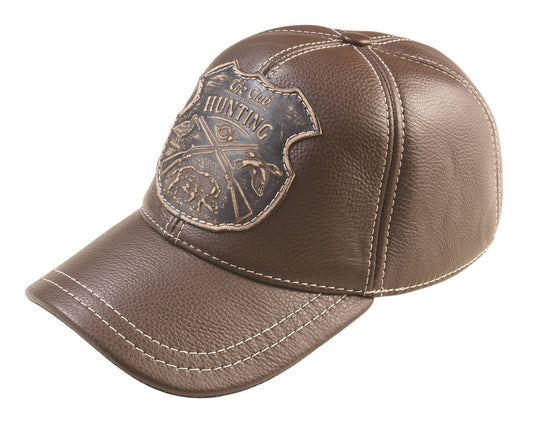 Hunting Club Leather Handcrafted Casual Baseball Cap Brown