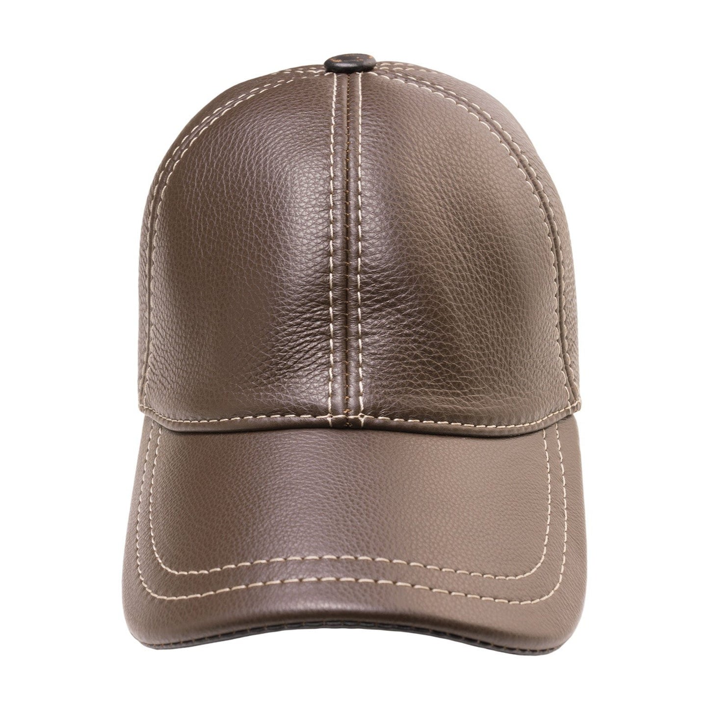 Genuine Leather Casual Brown Baseball Cap