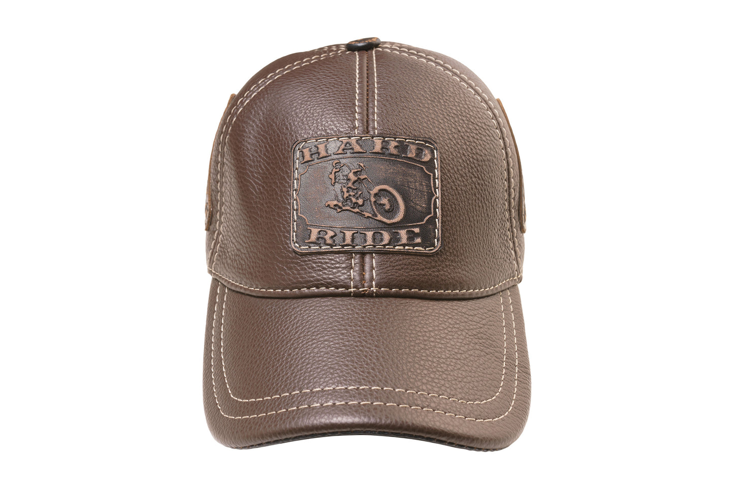 Motorcycle "Hard Ride" Genuine Leather Baseball Cap