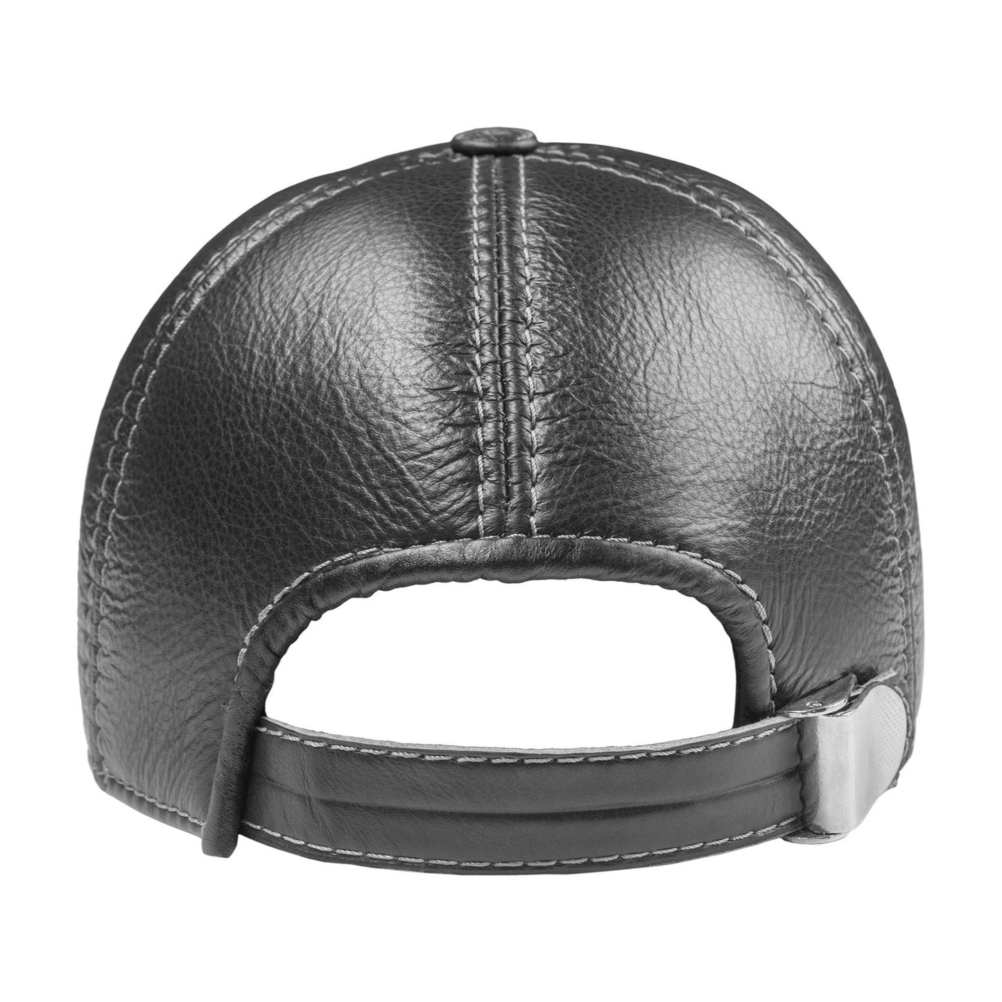 Genuine Leather Casual Black Baseball Cap