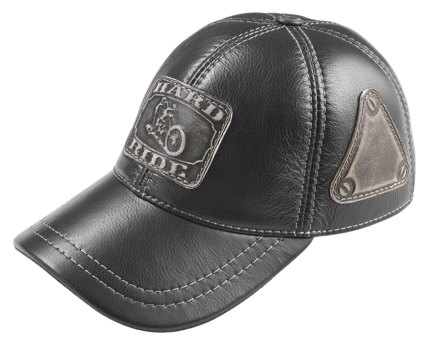 Motorcycle "Hard Ride" Genuine Leather Baseball Cap