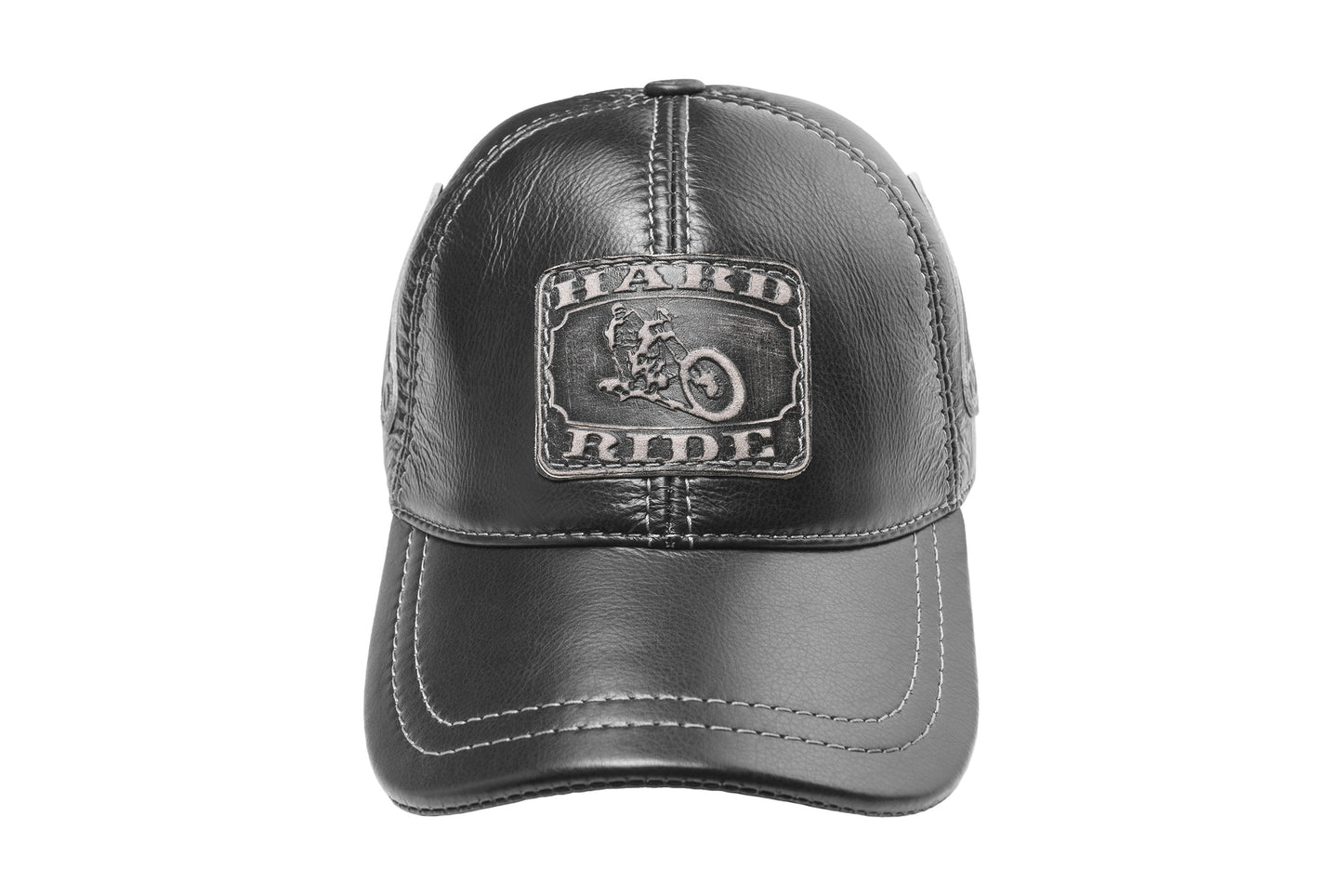 Motorcycle "Hard Ride" Genuine Leather Baseball Cap