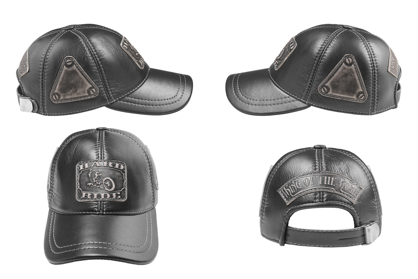 Motorcycle "Hard Ride" Genuine Leather Baseball Cap