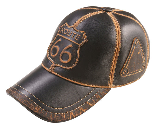 Legendary "Route 66" Leather Baseball Cap