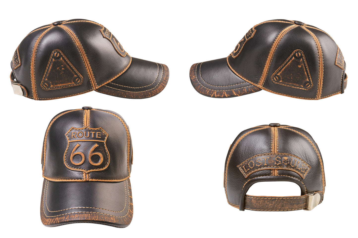 Legendary "Route 66" Leather Baseball Cap