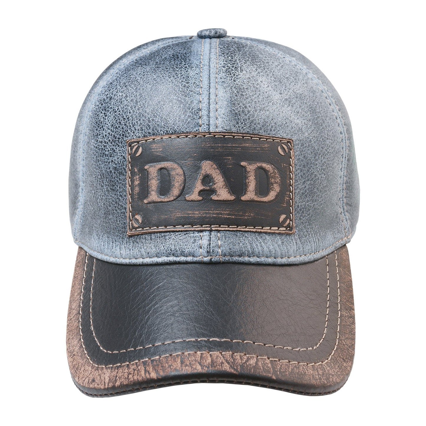 DAD Genuine Leather Blue Denim Baseball Cap