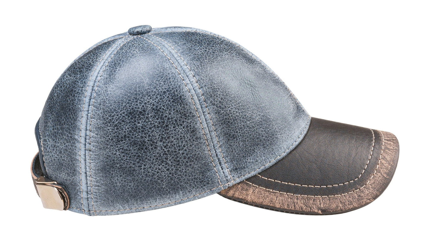 Genuine Leather Casual Denim Pattern Baseball Cap