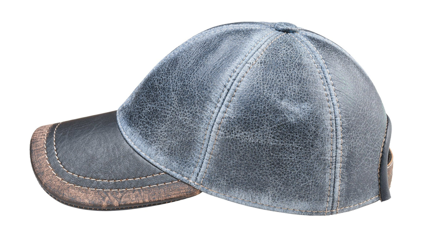 Genuine Leather Casual Denim Pattern Baseball Cap