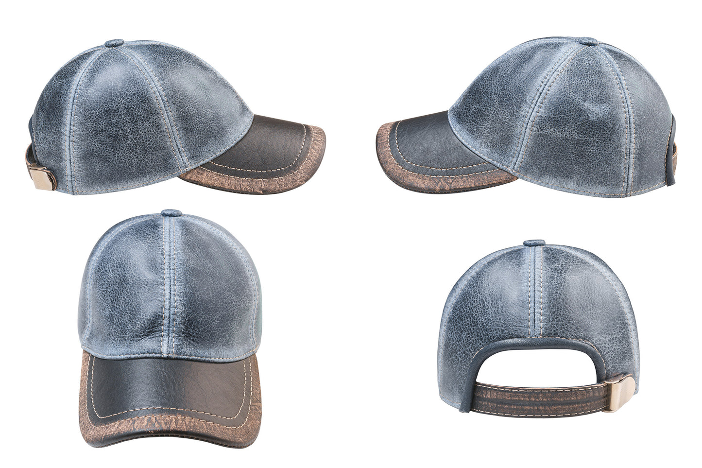 Genuine Leather Casual Denim Pattern Baseball Cap