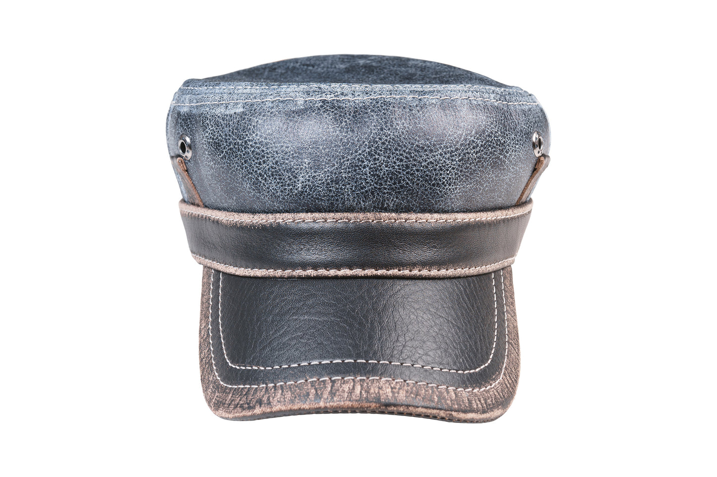 Vintage Denim Distressed Leather Cap